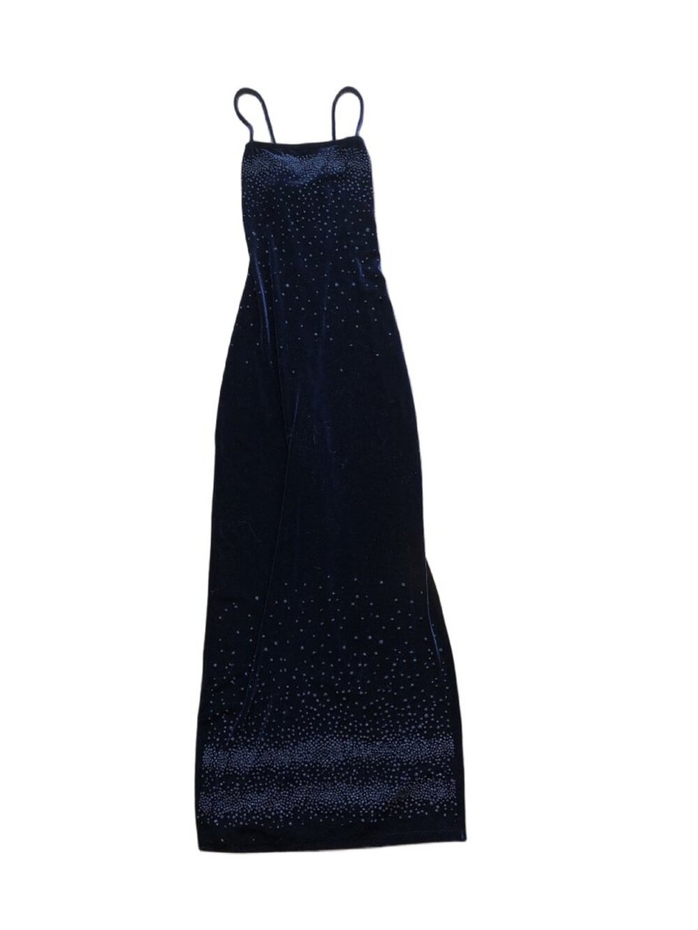 Pulse Y2K Navy Velvet Beaded Stretch Maxi Dress